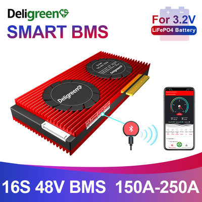 Lifepo4 Smart BMS 16S 200A con UART BT per il pacchetto 48V della batteria al litio